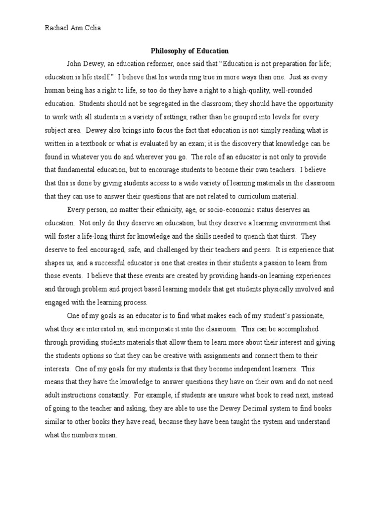 Philosophy | PDF | John Dewey | Teachers