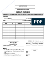 Certificate of Experience Form - 104