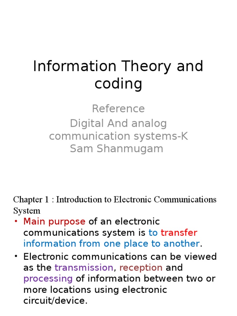 Information Theory and Coding | PDF | Communications System ...