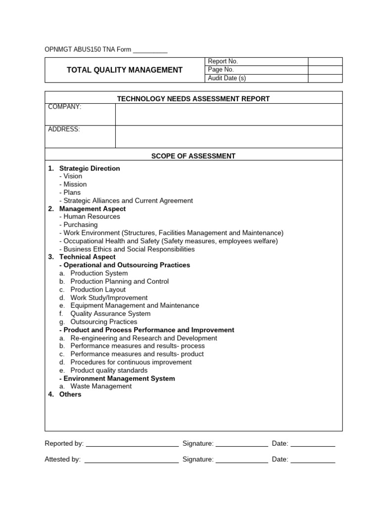 Tna Form Opnmgt-Abus 150 | Business | Outsourcing