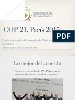 COP21, Paris 2015: Puntos Salientes Del Acuerdo de París Sobre El Cambio Climatico