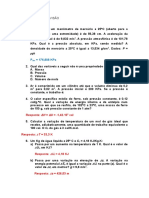 Exercícios de revisão de termodinâmica e gases ideais