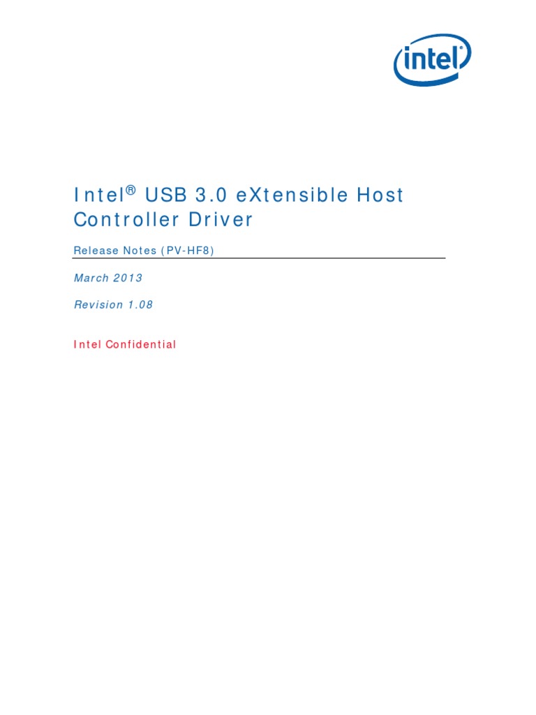 Intel USB EXtensible Host Controller Driver - Release Notes r1.08 PDF | Usb | Microsoft Windows