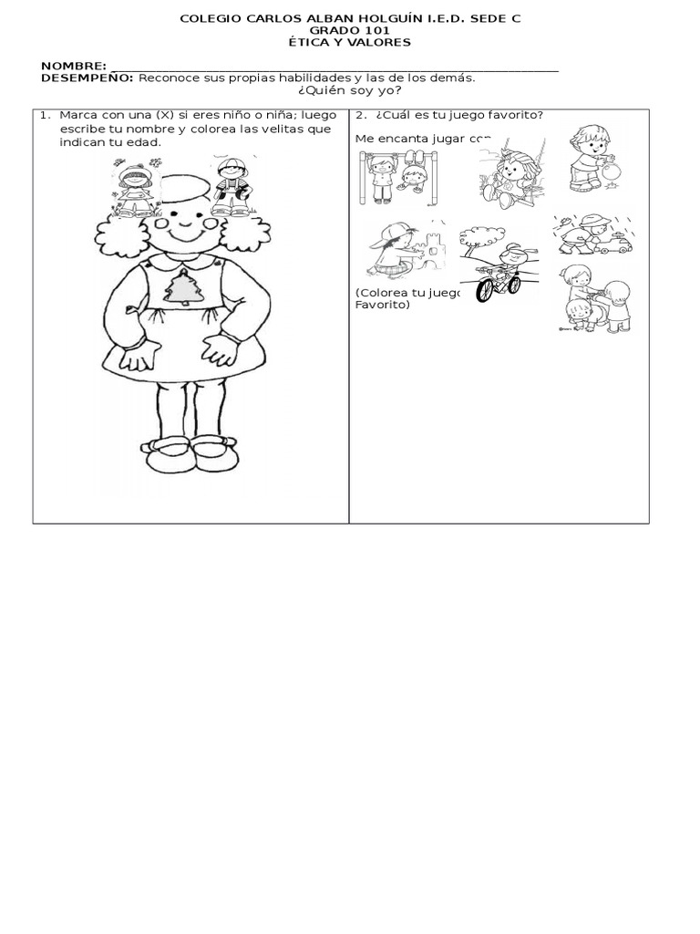 Actividades de Autoconocimiento Infantil | PDF | Relaciones personales ...