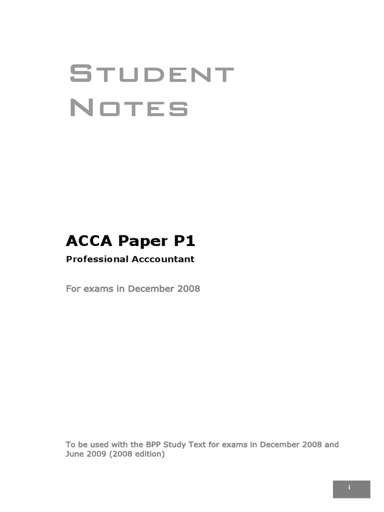 P1 Student Notes PDF | PDF | Corporate Governance | Stakeholder (Corporate)