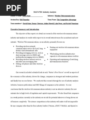 Tca Industry Analysis Report Sprint Corporation At T - 