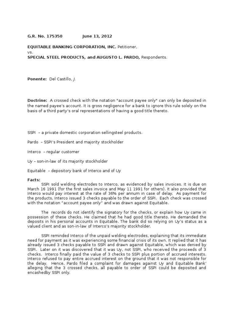 Equitable Bank Vs Special Steel | PDF | Law