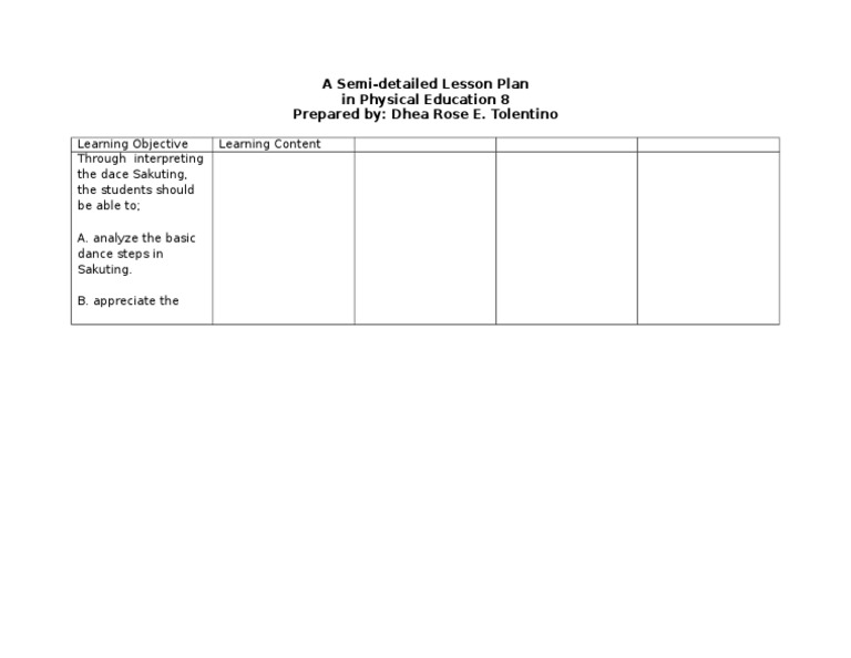 Lesson Plan for Sakuting Dance Analysis | PDF