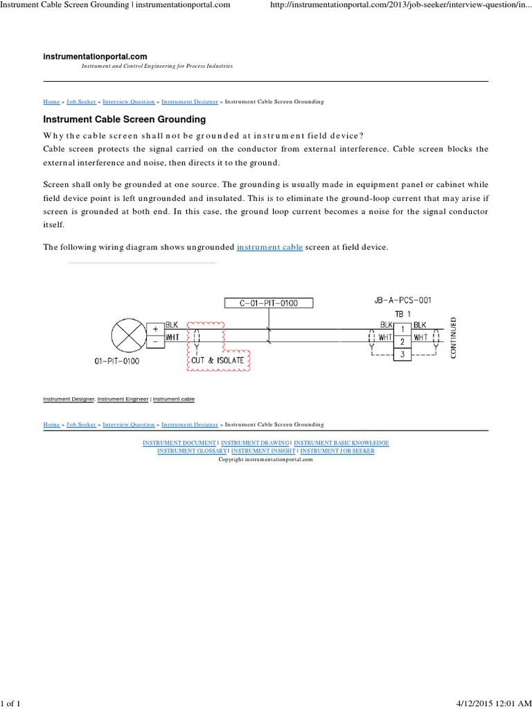 Instrument Cable Screen Grounding _ Instrumentationportal