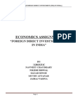 Economics Assignment: "Foreign Direct Investment (Fdi) in India"