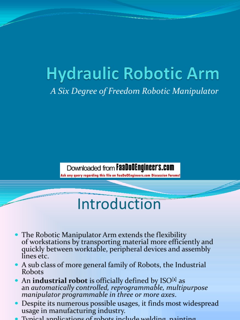 Hydraulic Manipulator Arm Overview | PDF | Pump | Gear