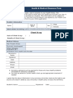 Health & Medical Clearance Form: Chest X-Ray