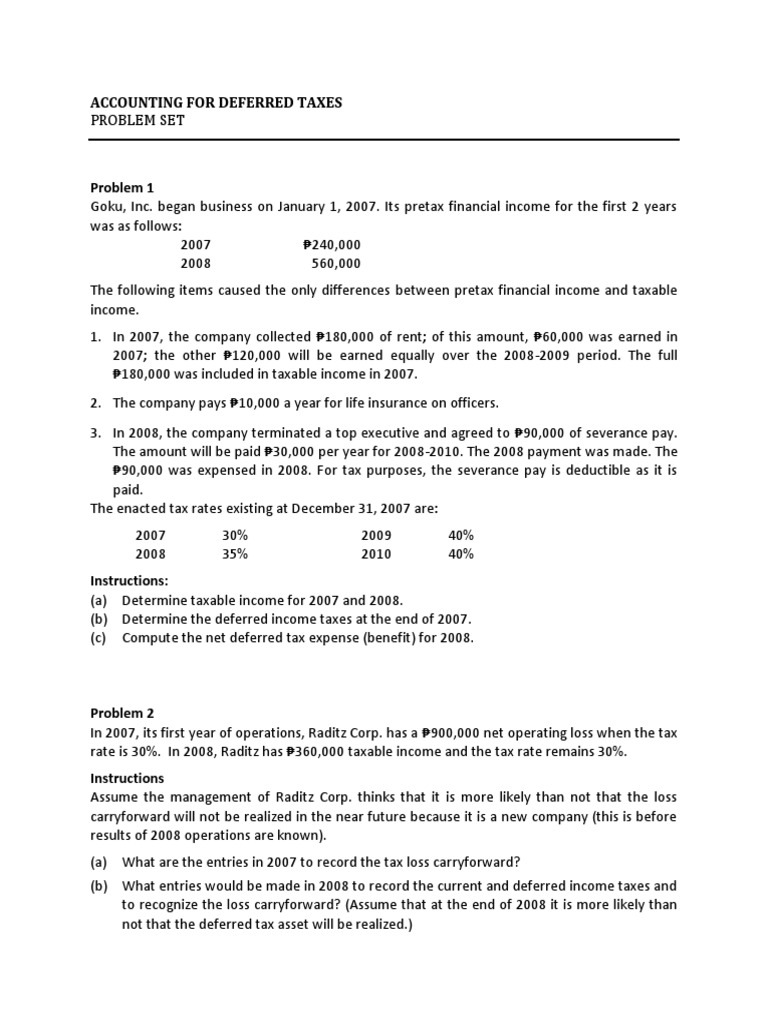 Accounting for Deferred Taxes | PDF | Tax Expense | Income Tax In The ...