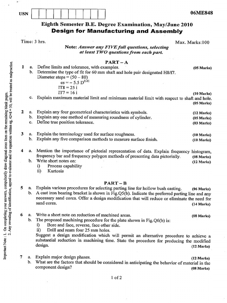vtuquestionpaper06me848designformanufacturingandassemblymay