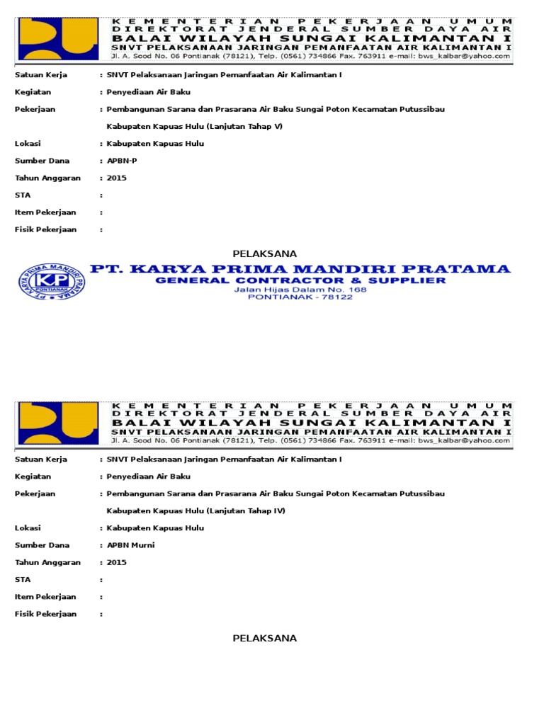 Format Back Up Data Proyek