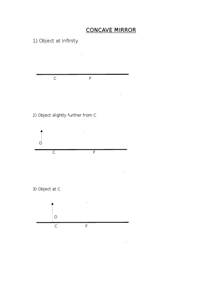 Concave Mirror: 1) Object at Infinity | PDF