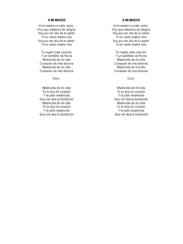 Cancion a Mi Madre