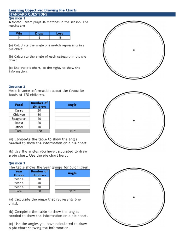 Drawing Pie Charts Worksheet | Pie Chart | Business | Free 30-day Trial