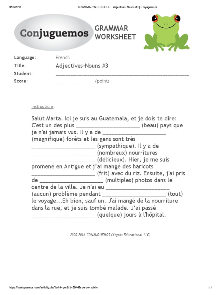 conjuguemos-grammar-worksheet-adjectives-nouns-1-answers-adjectiveworksheets