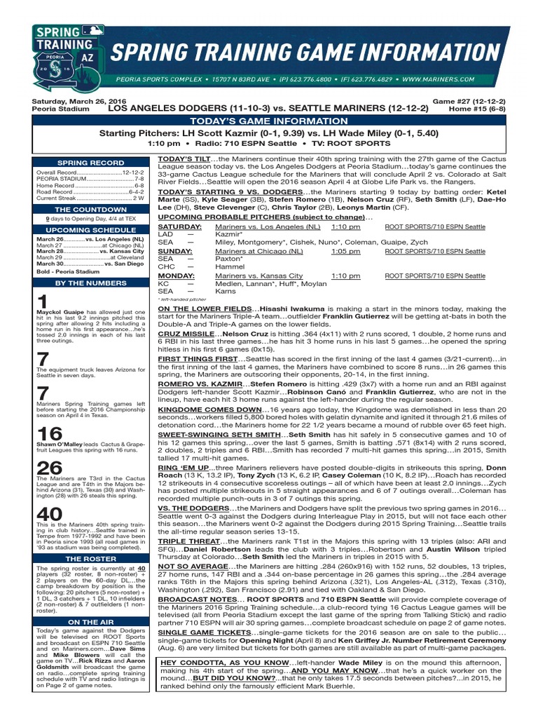 03.26.16 ST Game Notes | PDF | Chicago Cubs | San Francisco Giants