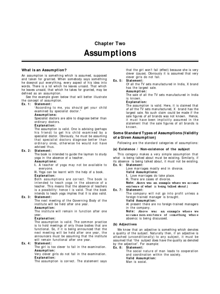 Understanding Assumptions in Reasoning | PDF | Sentence (Linguistics ...
