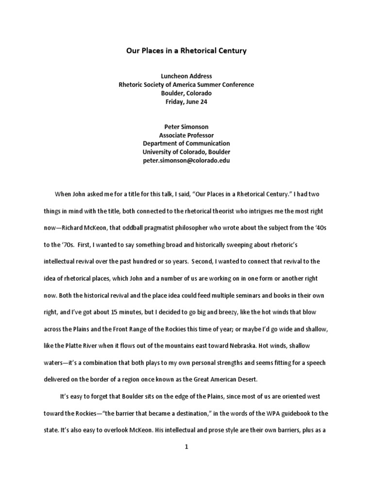 Simonson Rsa Summer Institute PDF Rhetoric Charles Sanders Peirce