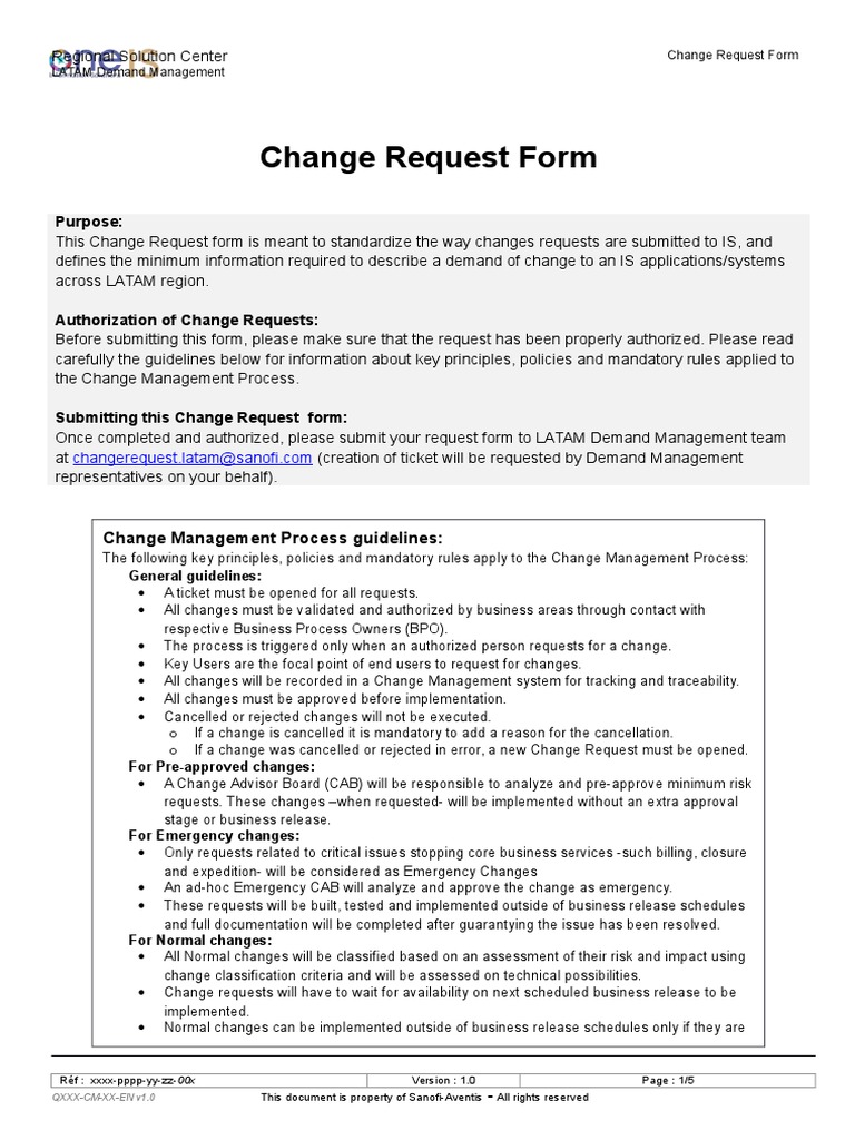 LATAM Change Request Submission Guide | PDF | Business Process | Computing