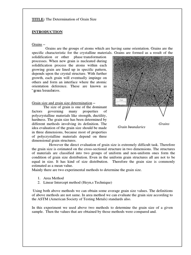 Visual Reference: Grain Size Measurement Techniques Pdf Crystallite
