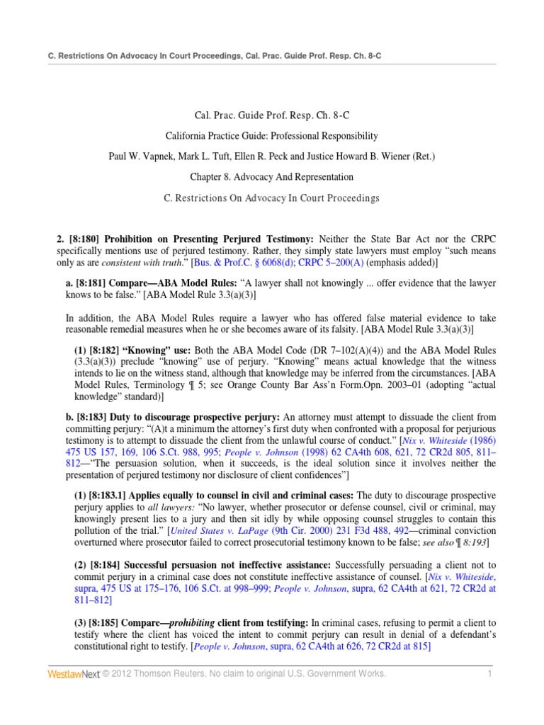 C restrictions on advocacy in court proceedings bus prof c 6068