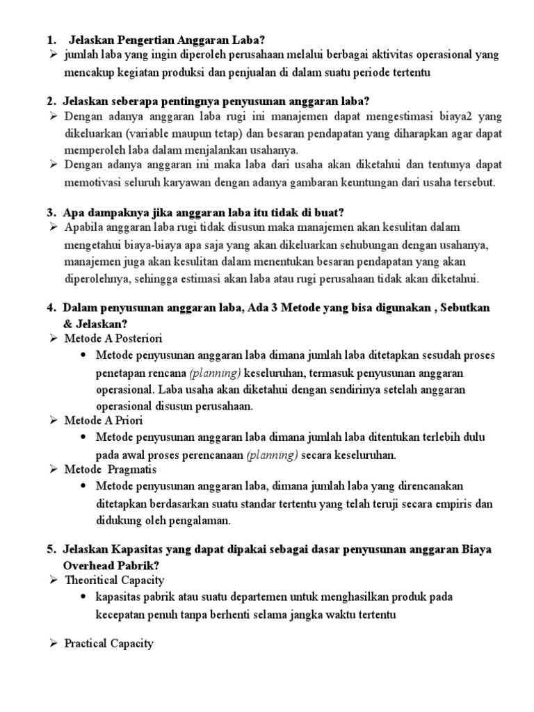 Jelaskan Pengertian Anggaran Laba