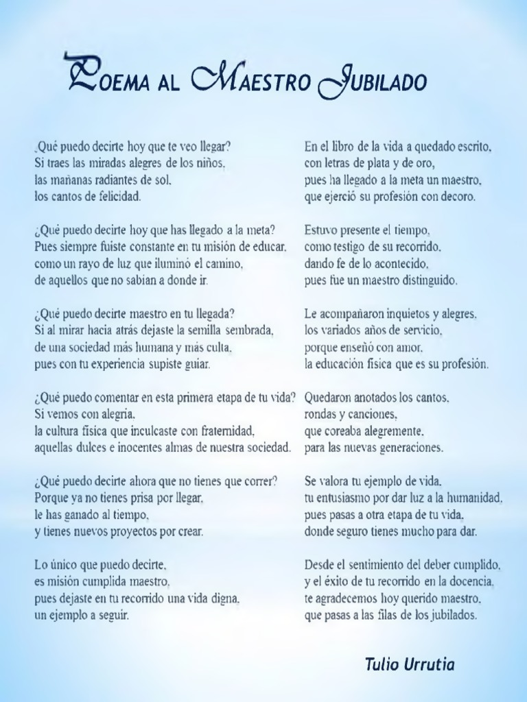 Poema Al Maestro Jubilado