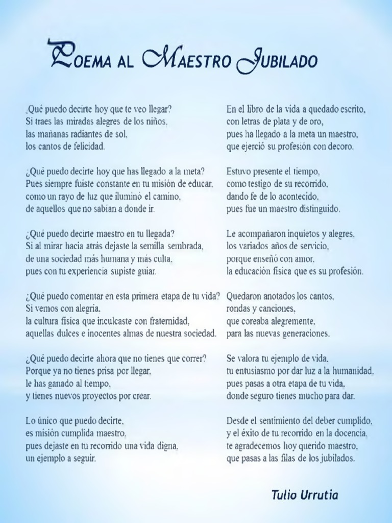 Poema Al Maestro Jubilado | PDF
