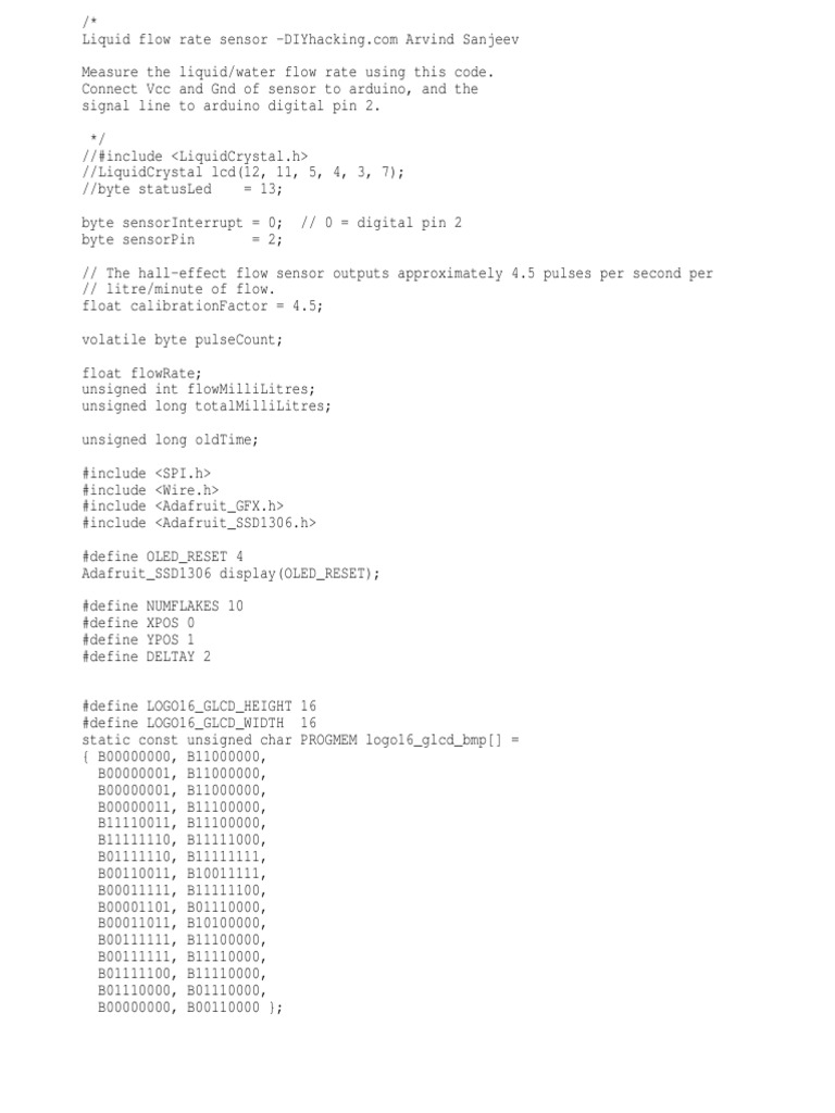 OLED+water Flow Sensor+nano PDF Flow Measurement Integer