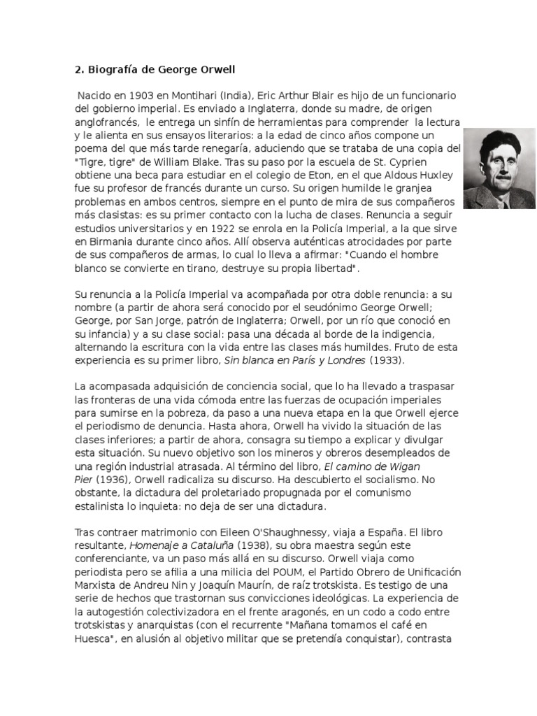 Biografia De George Orwell