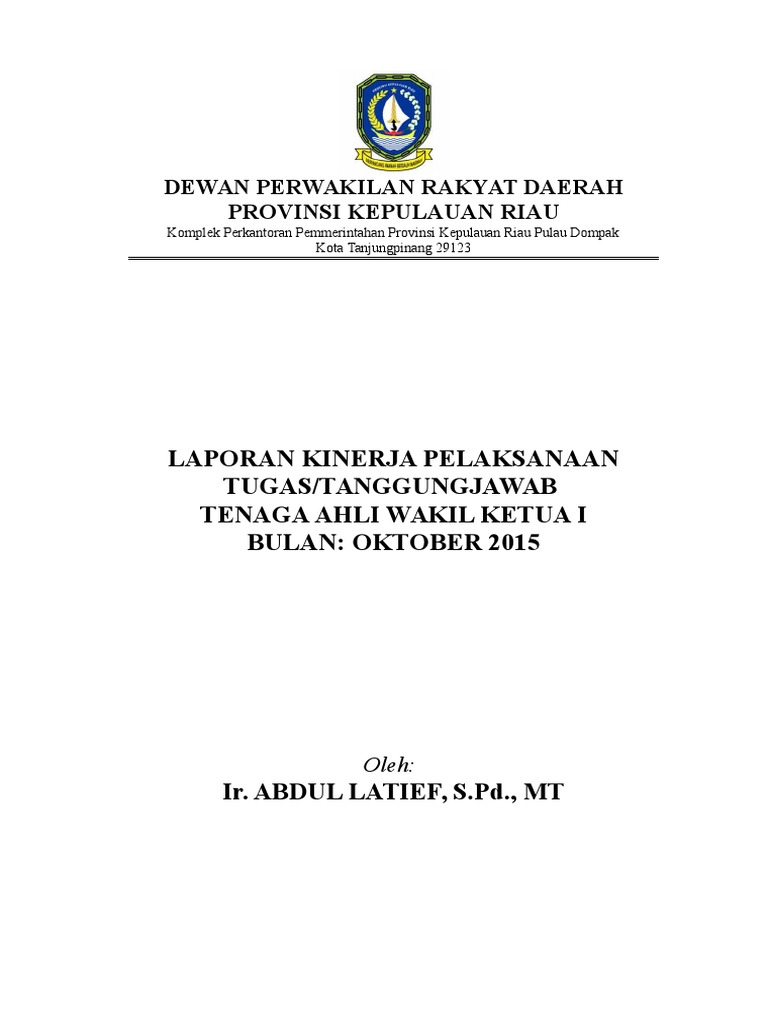 Laporan Tenaga Ahli Bulan OKTOBER 2015