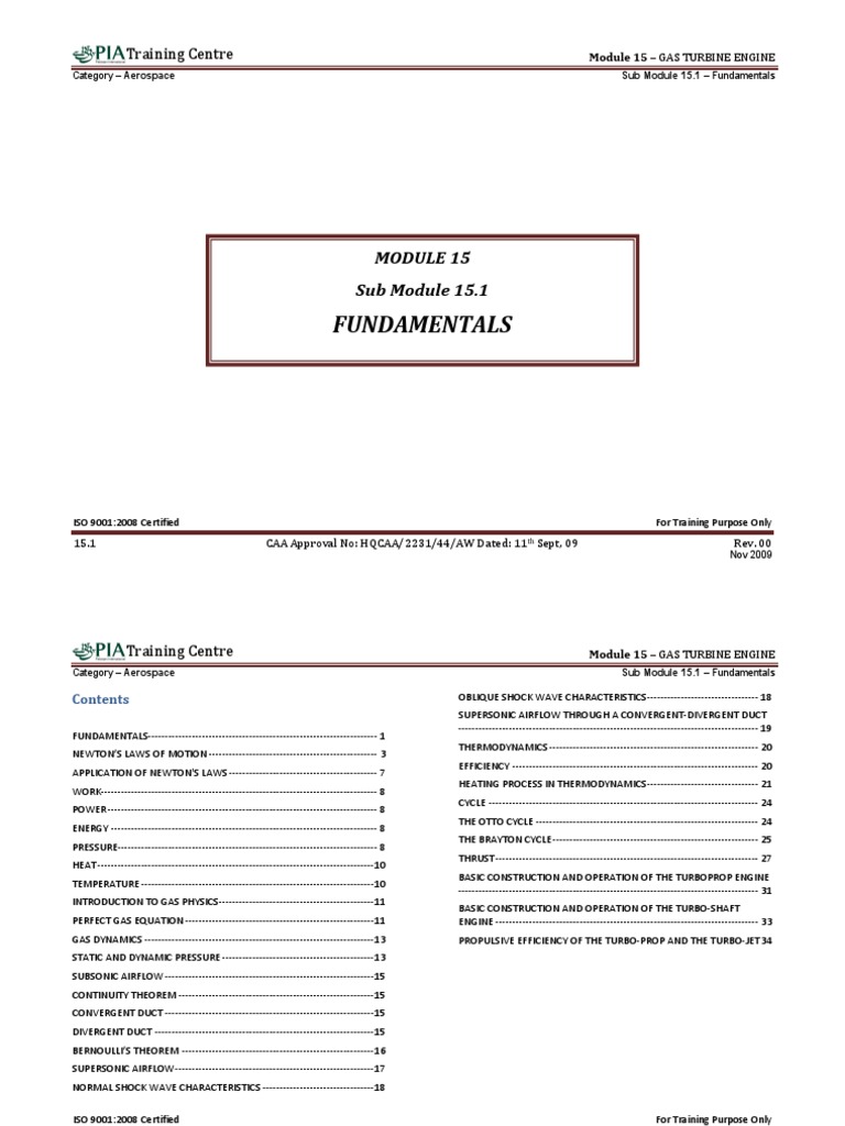 Pia Module 15 Gas Turbine Engine Sub Module 15 1 Fundamentals Pdf