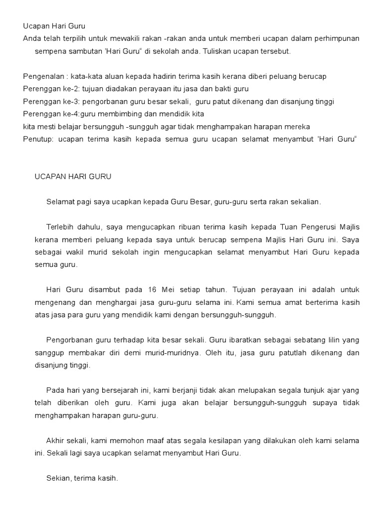 Karangan Ucapan Hari Guru Pdf