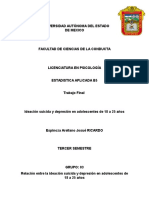 Relación ideación suicida y depresión adolescentes