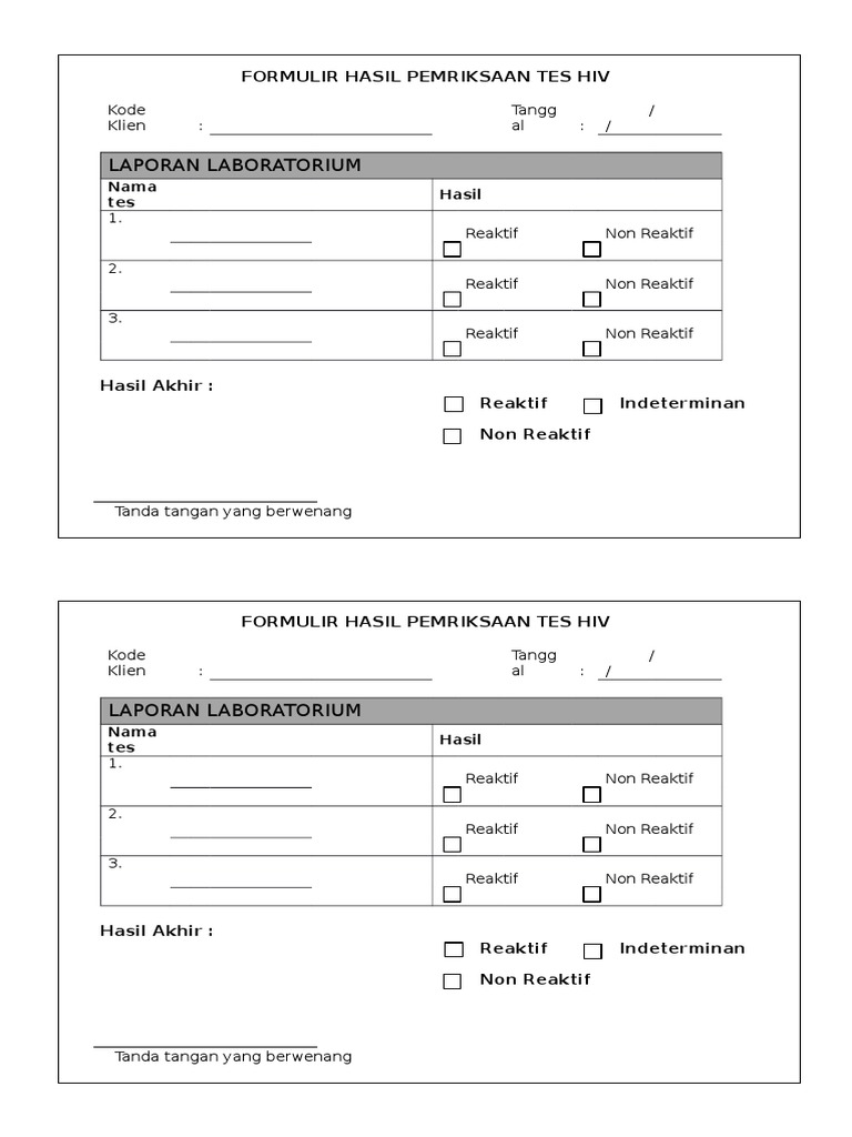 Form Hasil Lab HIV | PDF