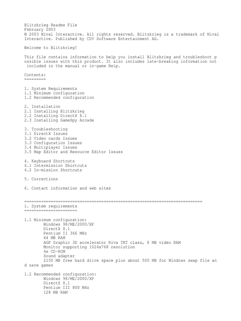 Blitzkrieg II ReadMe | PDF | Command Line Interface | Port (Computer ...