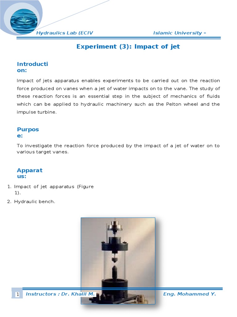 Experiment 3 Hydraulics Lab PDF Jet Engine Force