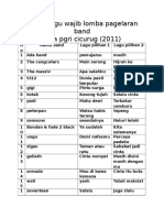 Daftar Lagu Wajib Lomba Pagelaran Band SMA