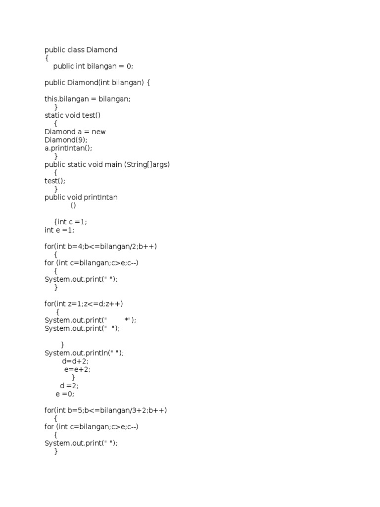 Java Diamond Pattern Generator | PDF | Computers