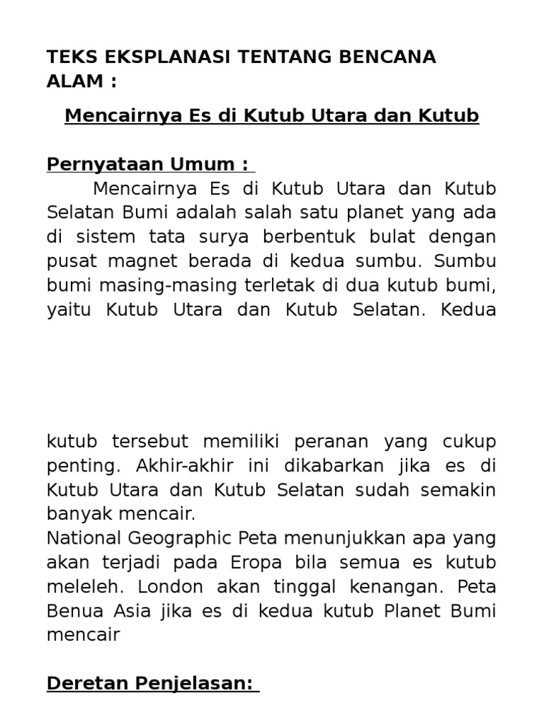 Teks Eksplanasi Tentang Bencana Alam1 | PDF | Sains & Matematika