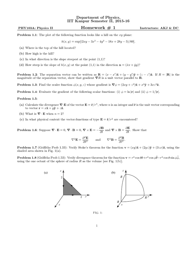 Physics II Homework Problems - IIT Kanpur | PDF