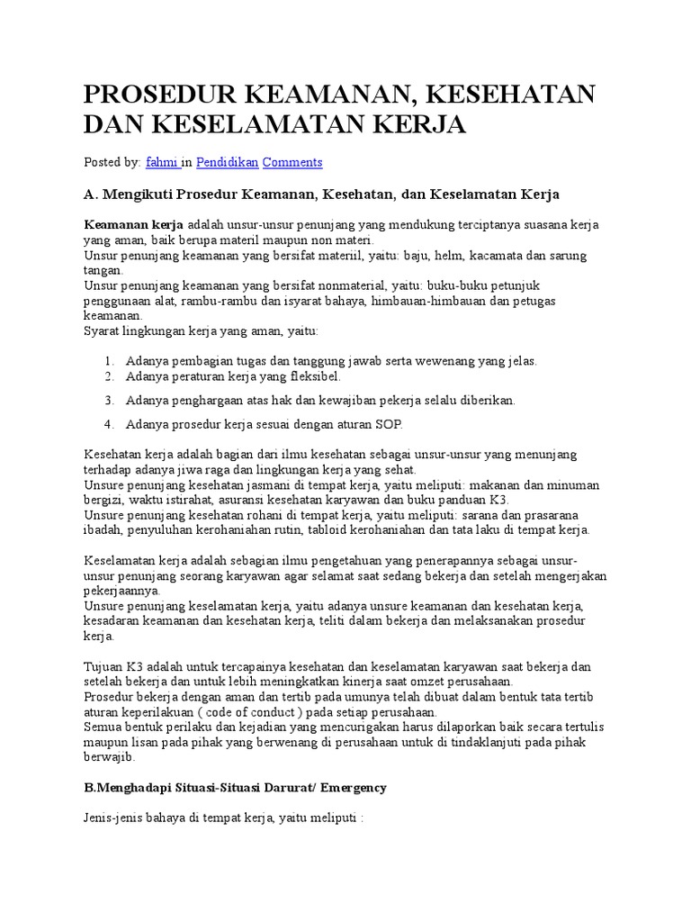 Prosedur Keamanan