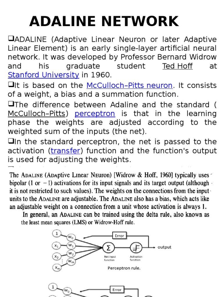 Overview of ADALINE Neural Network | PDF
