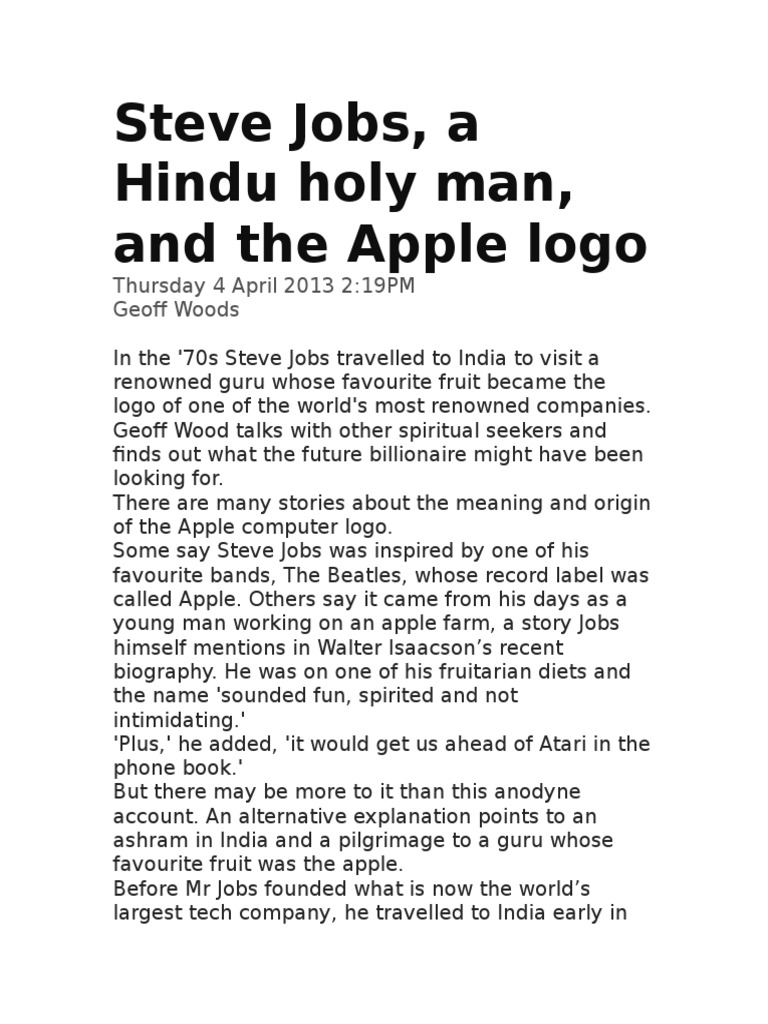 Steve Jobs & Neem Karoli Baba & Apple Logo Steve Jobs Religious
