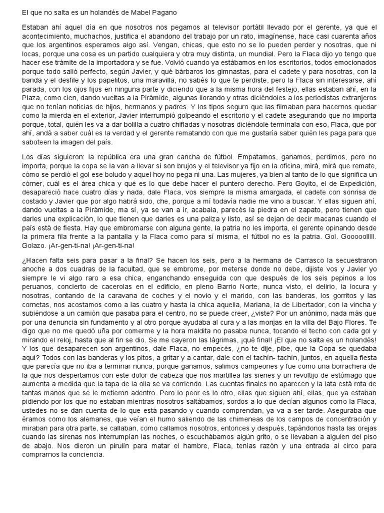 El Que No Salta Es Un Holandés De Mabel Pagano Pdf Violencia