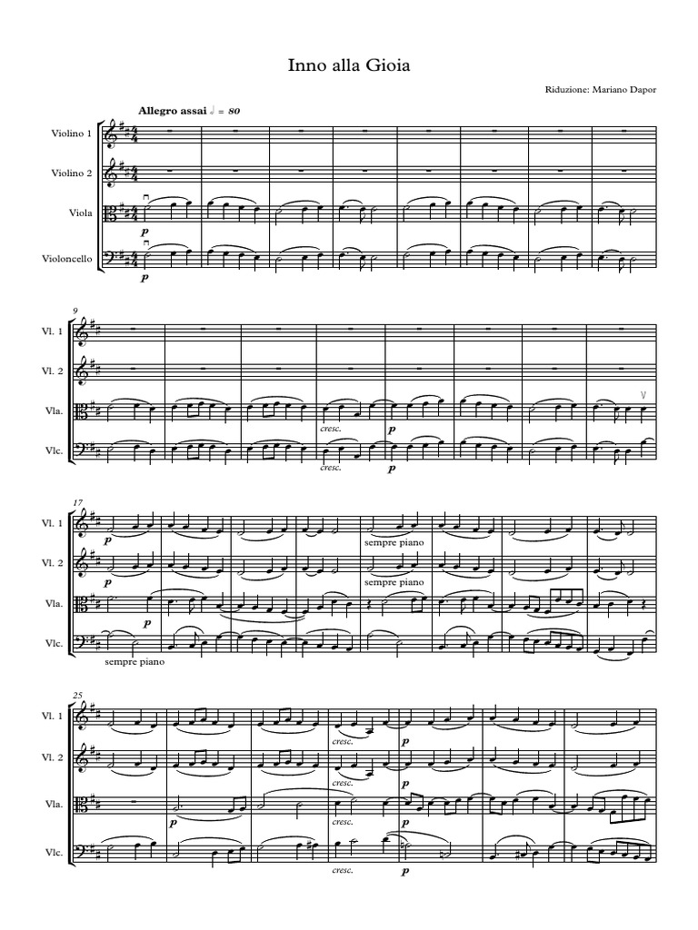 Inno Alla Gioia Score And Parts